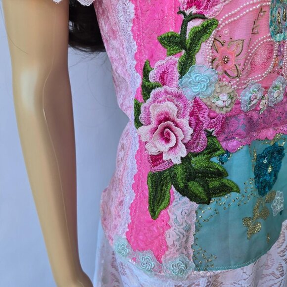 Garden of Roses Velvet Blouse | Roselani Jasmin | Size Small - Picture 8 of 11